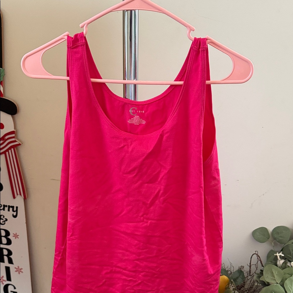 C Hot Pink Scoop Neck Tank